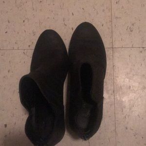 black faux leather booties